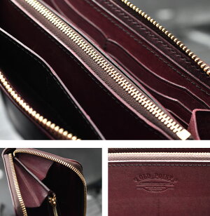 【純日本製】【手縫いピッチ3.5mm】≪OLDPOINT-CLASSICWORKOFART-オールドポイントクラシック・ワーク・オブ・アート手縫いラウンドファスナーウォレットホーウィン社シェルコードバンネイビー/ボルドー≫イタリアンレザー馬臀部革メンズ財布本革【送料無料】