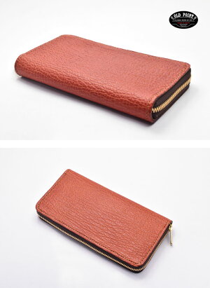 【オリジナルブランド】【純日本製】【手縫いピッチ3.5mm】OLDPOINTオールドポイント-匠Takumi-手縫いラウンドファスナーウォレットサメ革シャークスキンブラウンイタリアンレザー鮫革メンズ財布本革【送料無料】