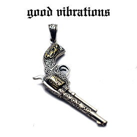 【good vibrations 正規取扱店】【送料無料】シルバーアクセサリー グッドバイブレーションズ リボルバー 銃 回転式拳銃 ピストル マリア モチーフ メキシカン チャーム ペンダントトップ スターリングシルバー 純銀 925