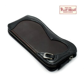 【THE FLAT HEAD 正規取扱店】【在庫限りで完売】【通常価格88000円】薄型 スリム ラウンドファスナー 財布 フラットヘッド ブランド ウォレット 長財布 L字ファスナー 多脂革 ブラウン/ブラック ヌメ革 サドルレザー 牛革 FH-HZ004