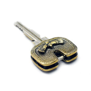 【正規取扱店】【当店限定】真鍮製キーヘッドカバーネイティブインディアン大鷲イーグルブラスリング付きgoodvibrationsグッドバイブレーションズOLDPOINTオールドポイントキーカバーおしゃれキーキャップかっこいいメンズキーケース【メール便無料】