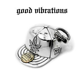 【good vibrations 正規取扱店】【送料無料】グッドバイブレーションズ シルバー ペンダントトップ アクセサリー オマージュ ニューエラ型 キャップ 麻の葉 大麻 マリファナ チャーム シルバー925 純銀