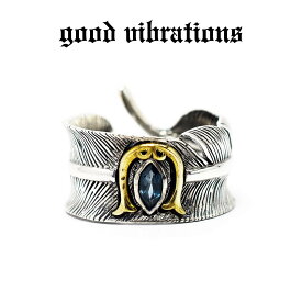 【good vibrations 正規取扱店】【送料無料】シルバーアクセサリー 指輪 グッドバイブレーションズ ロンドンブルートパーズ フェザー フリーサイズ シルバーリング 15～17号 ネイティブアメリカン スターリング シルバー 925 純銀 真鍮