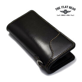 【THE FLAT HEAD 正規取扱店】【小銭差し込み式】二つ折り ロングウォレット 財布 フラットヘッド ブランド アメカジ メンズ ウォレット 本革 長財布 多脂革 ブラック ヌメ革 サドルレザー 牛革 FH-WL004