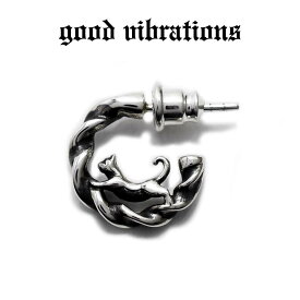 【good vibrations 正規取扱店】シルバーアクセサリー ピアス 片耳 メンズ ブランド グッドバイブレーションズ スパイラル フープ 猫 モチーフ キャット シルエット ネコ 猫 かわいい レディース ピアス スタッド スターリング シルバー 925 純銀