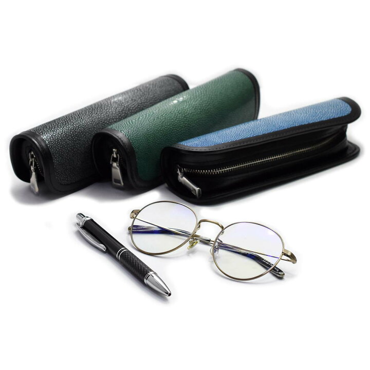 楽天市場】2WAYケース ペンケース 眼鏡ケース 本革 エイ革 メンズ  