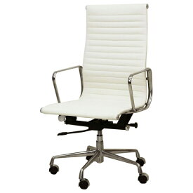 イームズ オフィスチェア アルミナム ハイバック フラットパッド アルミナムチェア アルミナムグループ PVC ホワイト eames おしゃれ かっこいい デザイナー ミッドセンチュリー チェア 椅子 白