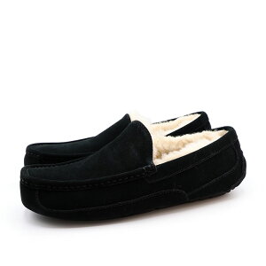 特価★ UGG アグ メンズ カジュアル ムートン あったか もこもこ 屋内外 兼用 秋 冬 モカシン ローファー スリッポン ルーム シューズ アスコット 1101110 ブラック