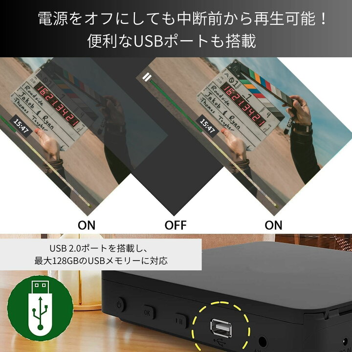 楽天市場】ポータブルブルーレイプレーヤー Blu-rayプレーヤー DVD 