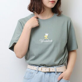 スヌーピー Tシャツ トップス ウッドストック 半袖 刺繍 PEANUTS SNOOPY