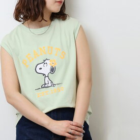 スヌーピー プリント ノースリーブ Tシャツ 夏 SNOOPY PEAUTS