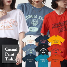 Tシャツ 半袖 プリント アメカジ カジュアル トップス 夏 春 カレッジ