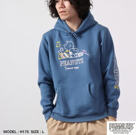スヌーピー パーカー 刺繍 裏起毛 チャーリーブラウン トップス 長袖 冬 SNOOPY PEANUTS M L LL