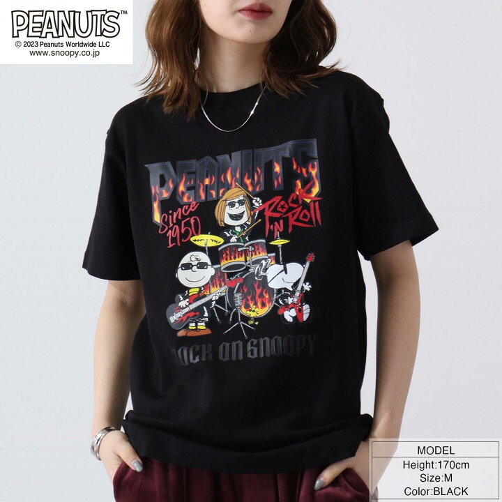 楽天市場】スヌーピー ピーナッツ 半袖 ロックオンスヌーピー Tシャツ 