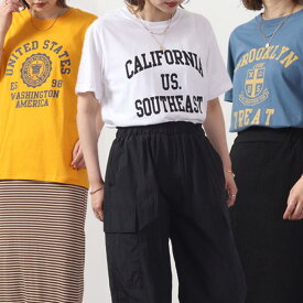 Tシャツ トップス 半袖 カレッジ プリント ロゴ