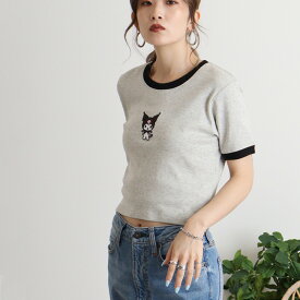 クロミ Tシャツ ちびT サンリオ キャラクターズ 刺繍 レディース ショート丈 半袖