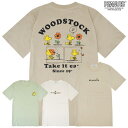 スヌーピー ウッドストック Tシャツ 半袖 トップス バック プリント 刺繍 SNOOPY PEANUTS