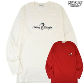 スヌーピー 長袖 トップス Tシャツ 刺繍 チャーリーブラウン ウッドストック SNOOPY PEANUTS