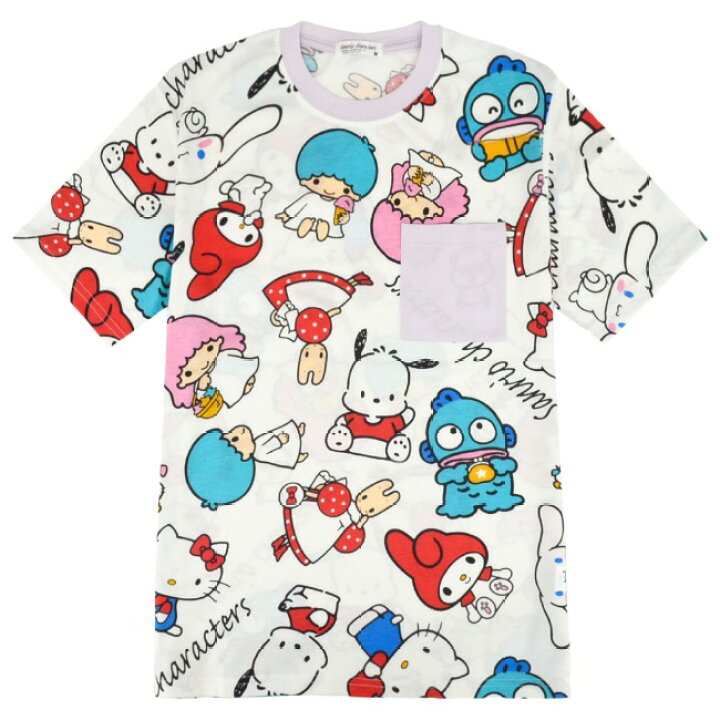 楽天市場】サンリオ キャラクターズ Tシャツ 総柄 半袖 プリント 夏 
