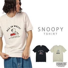 スヌーピー 半袖 スウェット Tシャツ メンズ 裏毛 半袖 刺繍 PEANUTS