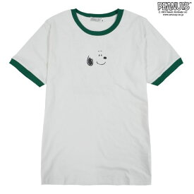 スヌーピー Tシャツ トップス リンガーTシャツ 半袖 プリント SNOOPY PEANUTS