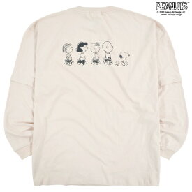 スヌーピー BIG Tシャツ オーバーサイズ 長袖 切り替え 刺繍 バック PEANUTS SNOOPY