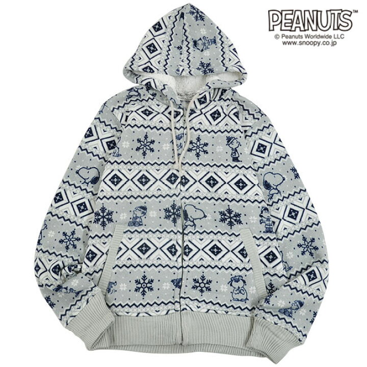 楽天市場 スヌーピー パーカー メンズ レディース 雪柄 フード 裏ボア ジップパーカー あったか素材 S M L Charabasket キャラバス