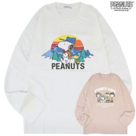 スヌーピー 長袖 Tシャツ トップス プリント ウッドストック ロンT PEANUTS SNOOPY