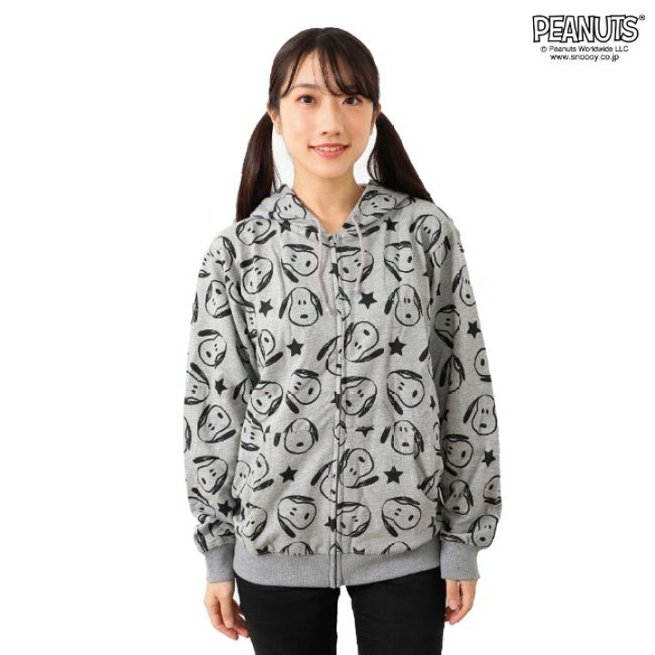 楽天市場 スヌーピー 総柄 裏毛 ジップパーカー メンズ レディース 兼用s M L サイズ Charabasket キャラバス