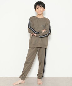 パジャマ キッズ 子供 長袖 男の子 140 150 160 170 スエット 薄手 スウェットパジャマ 秋 春 ミニ裏毛 上下セット かぶり ルームウェア スエット セットアップ 子供服 綿35％ ライン 修学旅行 ジュニア 小学生 中学生 54105 圧縮