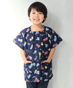 \20%OFFクーポン対象/ スモック 半袖 幼稚園 スモッグ 撥水 女の子 男の子 100 110 120 保育園 子供 キッズ ポリエステル 夏 子供 恐竜 はたらく車 新幹線 リボン ゆめかわ ユニコーン ポケット