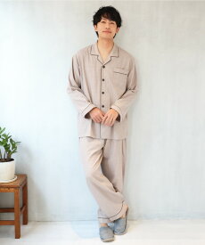 ＼500円OFFクーポン！／【ギフト可】＼送料無料／ パジャマ メンズ 長袖 綿100％ 前開き 夏用長袖 秋 春 ダブル ガーゼ 2重ガーゼ ルームウェア テーラー襟 チェック 無地 ストライプ コットン 紳士 男性 主人 M L LL 2L 3L 大きいサイズ 72403 72406 72403all