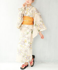 ワンピースにもなる2way浴衣 ワンピース 浴衣 子供 3点セット 140 150 セパレート 2way 二部式 ワンピース浴衣 ジュニア キッズ 兵児帯 レトロ 線香花火 椿 菊 鉄線 向日葵 紫陽花 花柄 つばき tiw001jr 佐川