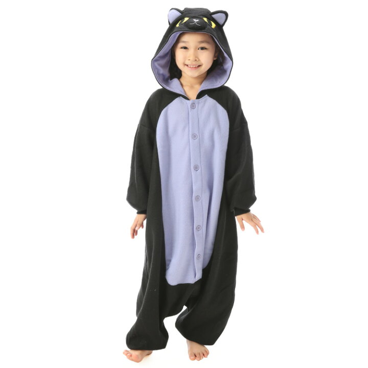 楽天市場 宅配便送料無料 着ぐるみ パジャマ 子供用 アニマル 真夜中ネコ ねこ 猫 フリース 子供 キッズ ハロウィン プチハロウィン 可愛い 仮装 衣装 コスチューム サザック Sazac 正規ライセンス品 2725h 130cm 2725f 110cm キャラlove