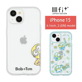 ミニオンズ IIIIfit Clear ハードケース iPhone15 キャラクター クリアケース ケース iPhone 15 総柄 ボブ＆ティム かわいい カバー 透明 iPhone15ケース アイホン15 アイフォン iPhone 14 6.1インチ ハードカバー