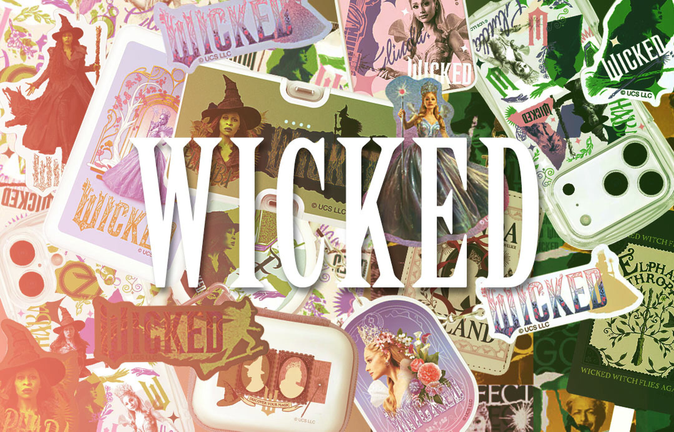 ウィキッド WICKED エルファバ グリンダ グッズ 雑貨　アクキー ステッカー iPhoneケース モバイルバッテリー デスクマット