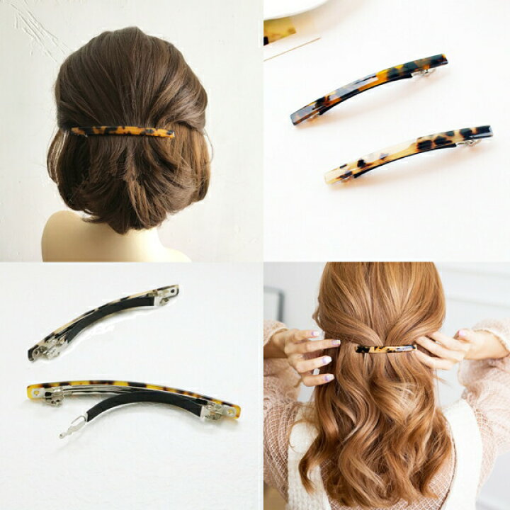 楽天市場 バレッタ ヘアアクセサリー べっ甲 シンプル 大人 かわいい カジュアル きれい ルチカ ベージュ ブラウン ヘアピン エレガント りぼん 上品 清楚 ギフト プレゼント Charis