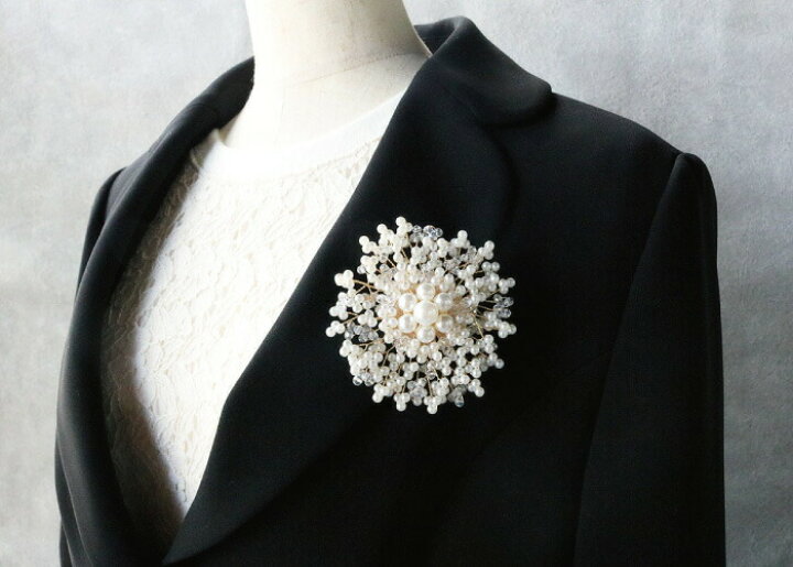 楽天市場】ブローチ クリップ パール サークル フラワー クリスタル  