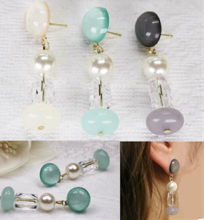 楽天市場】大ぶり ピアス ビーズ クリアピアス アクリルビーズ 