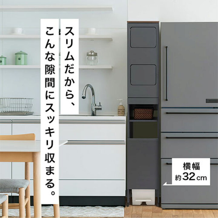 楽天市場】ゴミ箱上 収納ラック スリム タワー型ダストボックス 2分別 