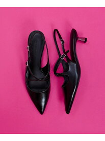 ポインテッドトゥ クロスオーバースリングバックキトゥンヒール CHARLES & KEITH チャールズアンドキース シューズ・靴 パンプス ブラック【送料無料】[Rakuten Fashion]