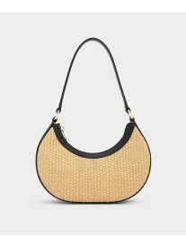 【SALE／30%OFF】ラフィア&レザー クレセントホーボーバッグ CHARLES & KEITH チャールズアンドキース バッグ トートバッグ【RBA_E】【送料無料】[Rakuten Fashion]