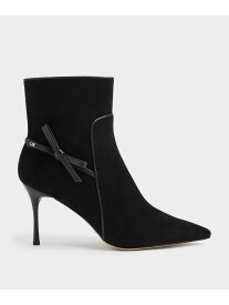 レザー&スエード ボウ ローファー スティレット アンクルブール CHARLES & KEITH チャールズアンドキース シューズ・靴 ブーツ ブラウン【送料無料】[Rakuten Fashion]