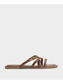 【SALE／50%OFF】ストラッピー バックルスライドサンダル CHARLES & KEITH チャールズアンドキース シューズ・靴 サンダル ブラック【RBA_E】【送料無料】[Rakuten Fashion]