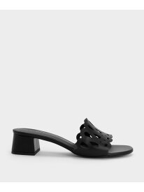 カットアウト ブロックヒールミュール CHARLES & KEITH チャールズアンドキース シューズ・靴 ミュール ブラック ホワイト【送料無料】[Rakuten Fashion]