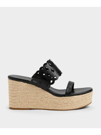カットアウト エスパドリーユ ウエッジ CHARLES & KEITH チャールズアンドキース シューズ・靴 サンダル ホワイト ブラック【送料無料】[Rakuten Fashion]