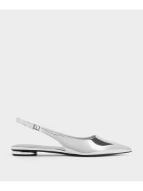 【SALE／50%OFF】パテント ポインテッドトゥスリングバックフラット CHARLES & KEITH チャールズアンドキース シューズ・靴 バレエシューズ ベージュ シルバー【RBA_E】【送料無料】[Rakuten Fashion]