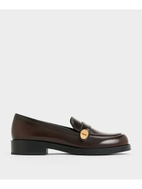 メタリックバックル ストラップローファー CHARLES & KEITH チャールズアンドキース シューズ・靴 ローファー ブラウン【送料無料】[Rakuten Fashion]