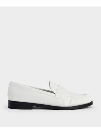 【SALE／30%OFF】ルーシュド ペニーローファー CHARLES & KEITH チャールズアンドキース シューズ・靴 ローファー ホワイト レッド【RBA_E】【送料無料】[Rakuten Fashion]