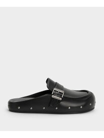 スタッズ バックル フラットミュール CHARLES & KEITH チャールズアンドキース シューズ・靴 サンダル ブラック【送料無料】[Rakuten Fashion]